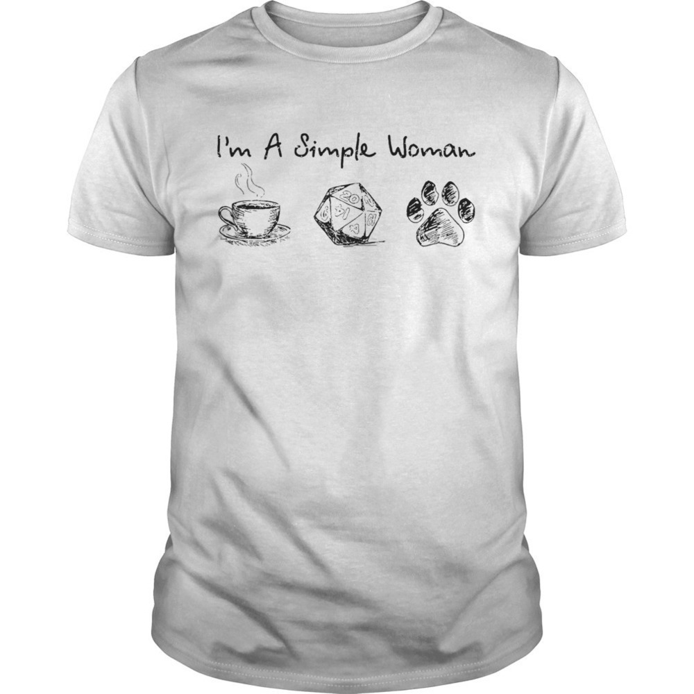 Simple Woman Coffee Dice Dogs Funny Graphic T-Shirt